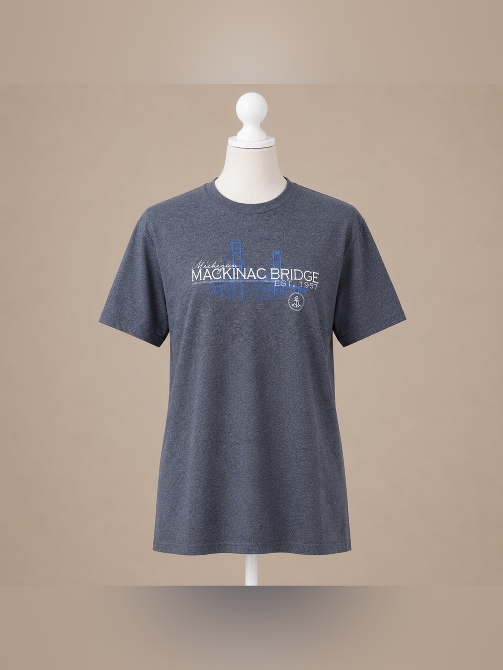 Michigan Mackinac Bridge Graphic Tee 2XL Heather Gray Travel Shirt - Picture 2 of 8